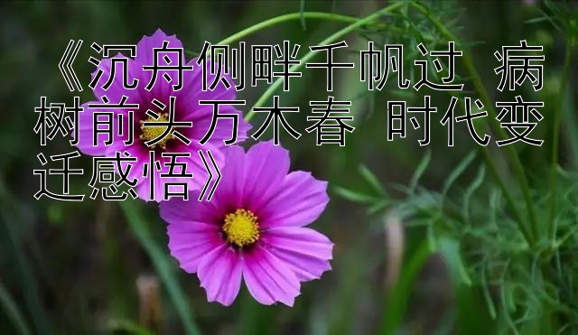 《沉舟侧畔千帆过 病树前头万木春 时代变迁感悟》